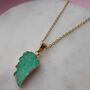 Green Angel Wing Druzy Gemstone Gold Plated Necklace, thumbnail 1 of 5