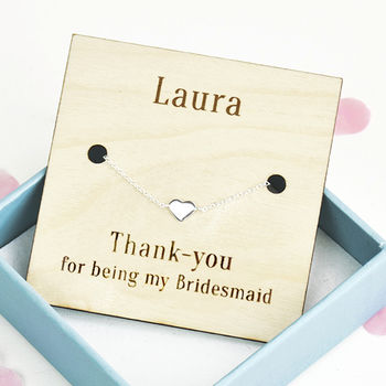 Thank You Bridesmaid Personalised Heart Bracelet, 2 of 9
