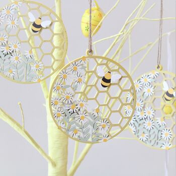Set Of Two Honeycomb And Bee Hanging Easter Decorations, 2 of 5