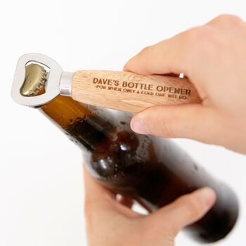 Personalised Wooden Handled Bottle Opener For Birthdays, 2 of 4