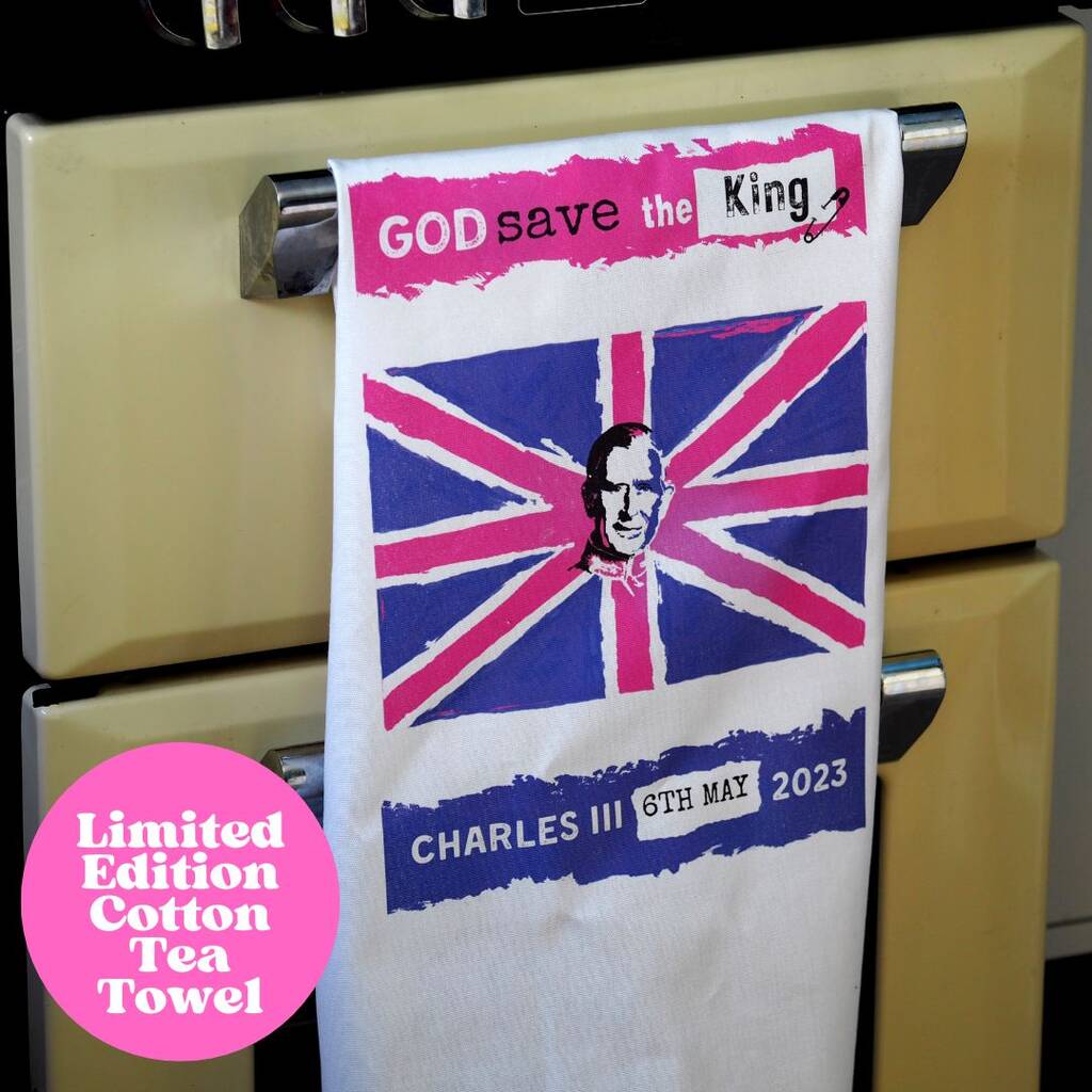 Punk King Charles Coronation Tea Towel