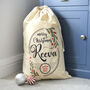 Personalised Christmas Holly Cotton Sack, thumbnail 2 of 3