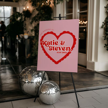 Personalised Retro Heart Wedding Welcome Sign, Digital Product, 2 of 2