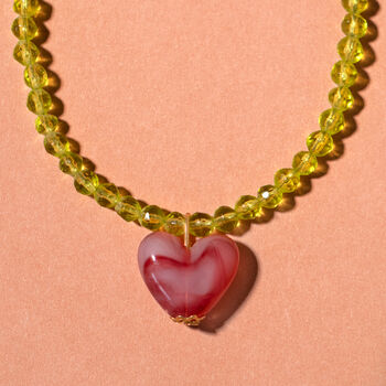Pistachio And Raspberry Heart Gelato Necklace, 3 of 6