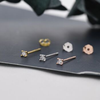 Barely Visible 2mm Cz Stud In Sterling Silver, 6 of 10
