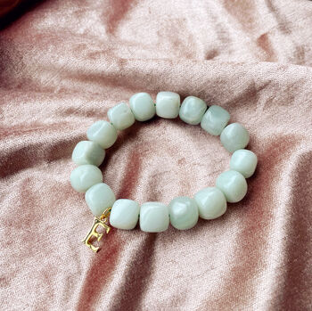 Personalised Chunky Gemstone Bracelet And Initial Charm, 5 of 10