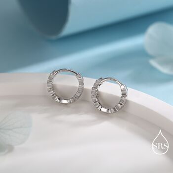 Star Motif Huggie Hoop Earrings In Sterling Silver, 4 of 12