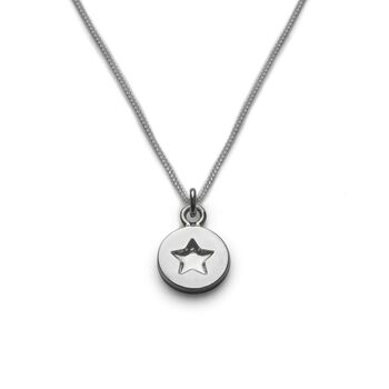 Debossed Star Necklace In Sterling Silver, 2 of 5