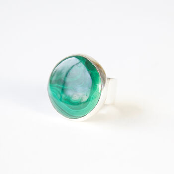 Large Silver Malachite Ring 'Transformation', 6 of 8