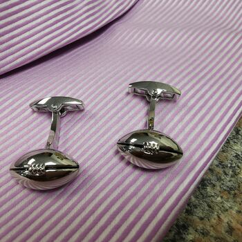 Rugby Ball Engravable Personalised Cufflinks And Box, 4 of 6