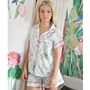 Ladies Floral Pink Palm Tree Print Cotton Short Pyjama Set, thumbnail 1 of 5