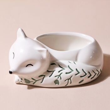 Small Ceramic Sleeping Fox Planter, H6cm, 3 of 8