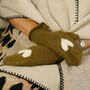 Cosy Heart Mittens – Alpaca Wool Blend Women’s Knitted Mittens In Burgundy Or Olive, thumbnail 4 of 8
