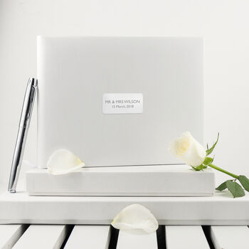 Personalised Luxury White Leather Wedding Guest Book, 9 of 12