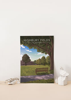 Highbury Fields Islington Travel Poster Art Print, 2 of 8