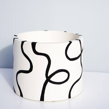Abstract Outline Drawing Hand Painted Plant Pot, 6 of 7