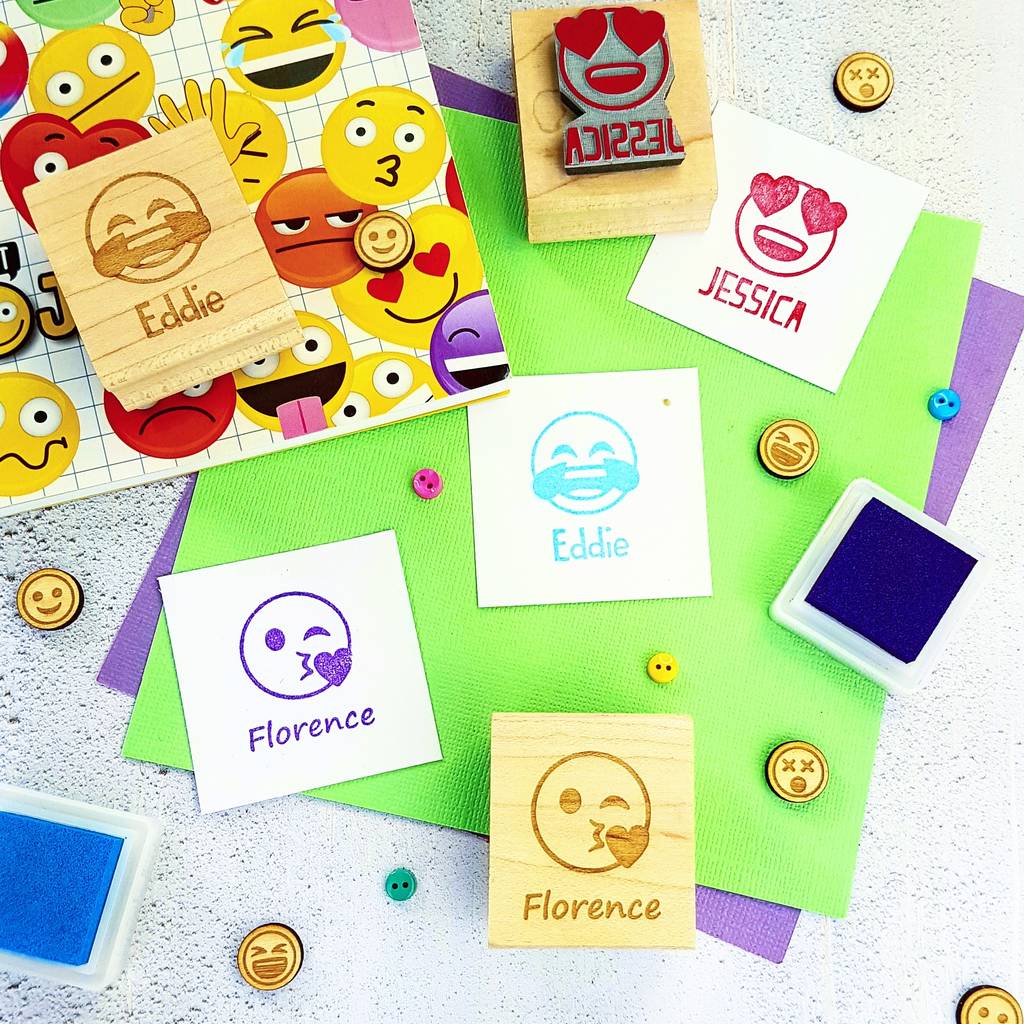 Emoji Personalised Rubber Stamp By Skull and Cross Buns Rubber Stamps