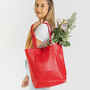 Red Leather Tote Shopper, thumbnail 2 of 10