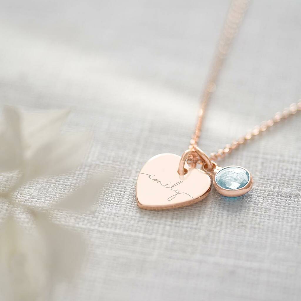 Esme Personalised Birthstone Heart Necklace, 1 of 9