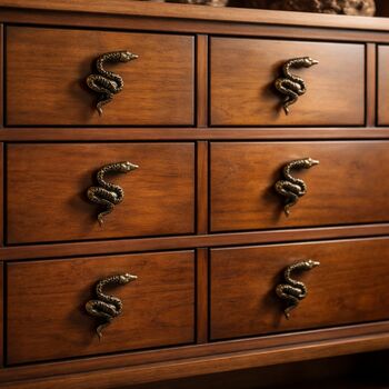 Antique Brass Serpent Drawer Knob, 6 of 9