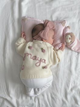 Personalised Cream Name Cardigan,Baby Gift, 8 of 12