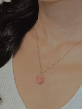 Carved Botan Cherry Quartz Necklace, 5 of 9