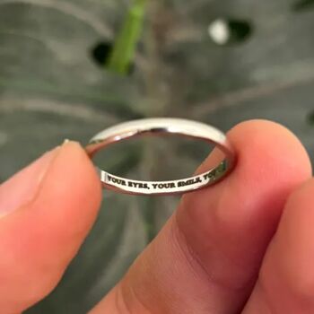 Minimalistic 5mm Engraved Silver Band Ring Unisex, 2 of 12