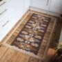 Turkish Kilim Brown Leaf Area Rug, thumbnail 2 of 7