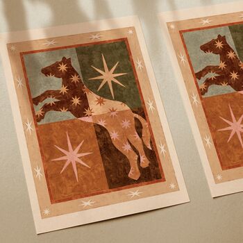 ‘Celestial Horse One’, Colourful Western Art Print Rodeo Cowgirl Cowboy Poster, 2 of 3