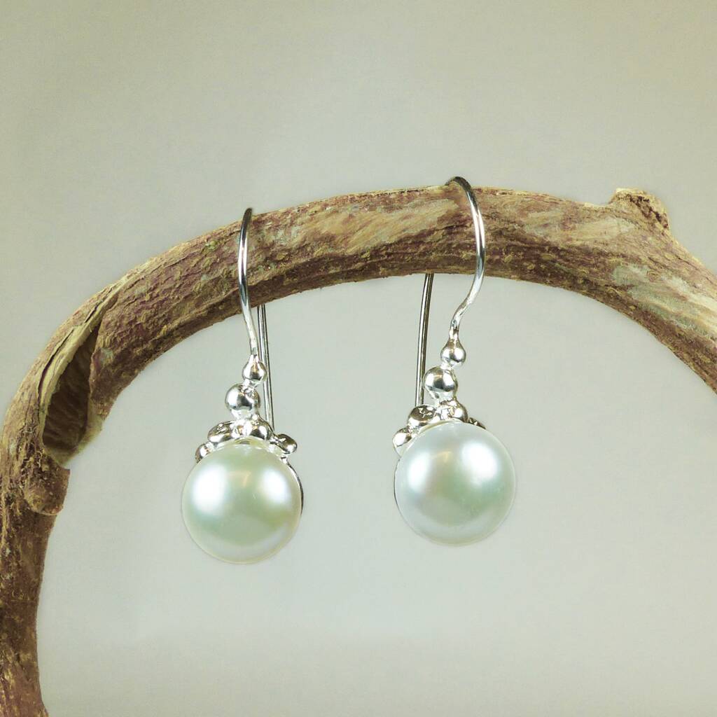 White Pearl Earrings By Mounir London | notonthehighstreet.com