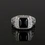 Men's Silver Black Quartz Gemstone Signet Ring, thumbnail 5 of 12
