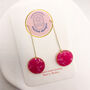 Pink Circle Drop Threader Earrings, Clay And Resin, thumbnail 4 of 10