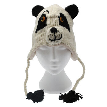 Panda Hand Knitted Woollen Animal Hat, 3 of 5
