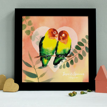 Personalised Engagement Lovebirds Framed Print, 5 of 8