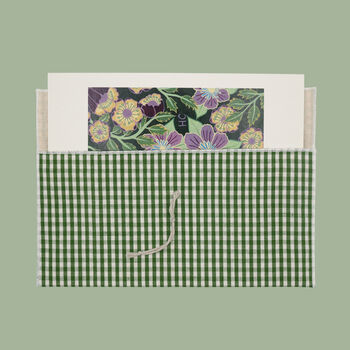 Reusable Organic Gingham Eco Envelope Tall | Sage Green, 4 of 5