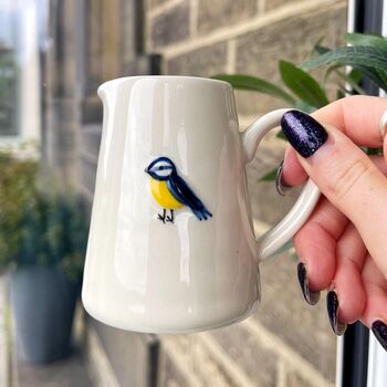 Ceramic Milk Jug With Embossed Blue Tit Motif, 3 of 5