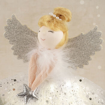 Silver Blonde Light Up Silver Angel Christmas Tree Topper, 3 of 10