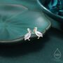 Pelican Bird Stud Earrings In Sterling Silver, thumbnail 1 of 12