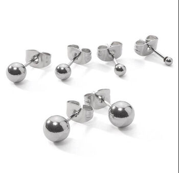 Stainless Steel Ball Stud Earrings, 2 of 8