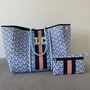 Personalised Geometric Coral Stripe Tote Bag Set, thumbnail 1 of 5