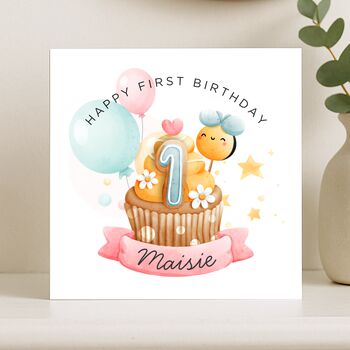 Personalised First Birthday Card For Baby Girl Daughter, 5 of 8