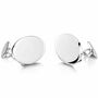 Solid Silver Oval Cufflinks – Chain | Groom's Party Wedding Gift, thumbnail 1 of 5