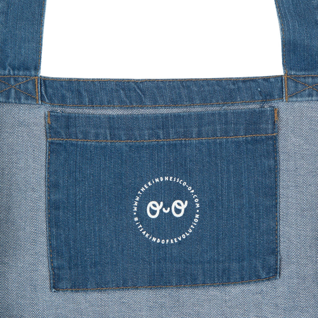 Large Organic Denim Neon Eyes Shopper Bag By The Kindness Co-op ...
