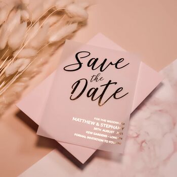 Save The Date Vellum Gold Foil Wedding Invites, 8 of 8