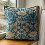 Luxury Velvet Cushion Summer Teal And Gold Optional Piping, thumbnail 5 of 6