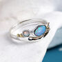 Molten Sterling Silver Blue And White Opal Due Ring, thumbnail 1 of 5