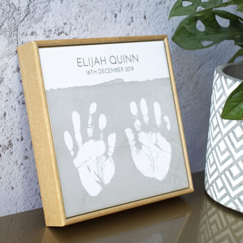Baby Hand And Footprint Colour Wash Framed Tile, 2 of 5