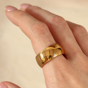 Gold Thick Solid Dome Ring Smooth Band, 3 of 4