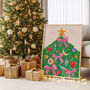 ‘Christmas Tree’ Art Print – Festive Decor In Pink And Green, thumbnail 1 of 8