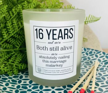 Personalised 16th Wedding Anniversary Candle, 4 of 12